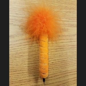 Orange Fluffy Feathery Pen.